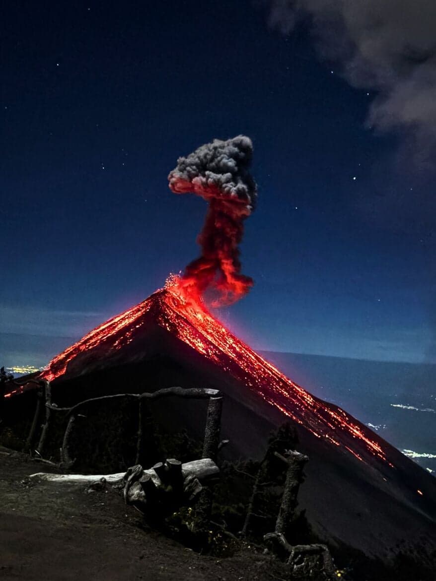 Campfire during the Acatenango volcano hike