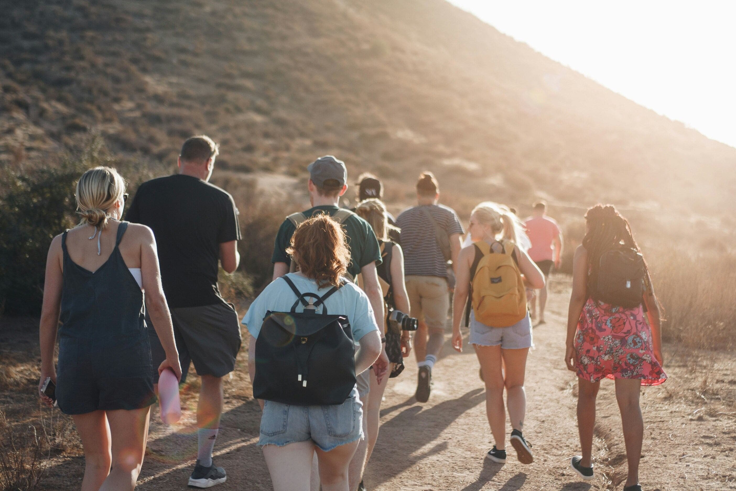 Travel group on a mountain summit