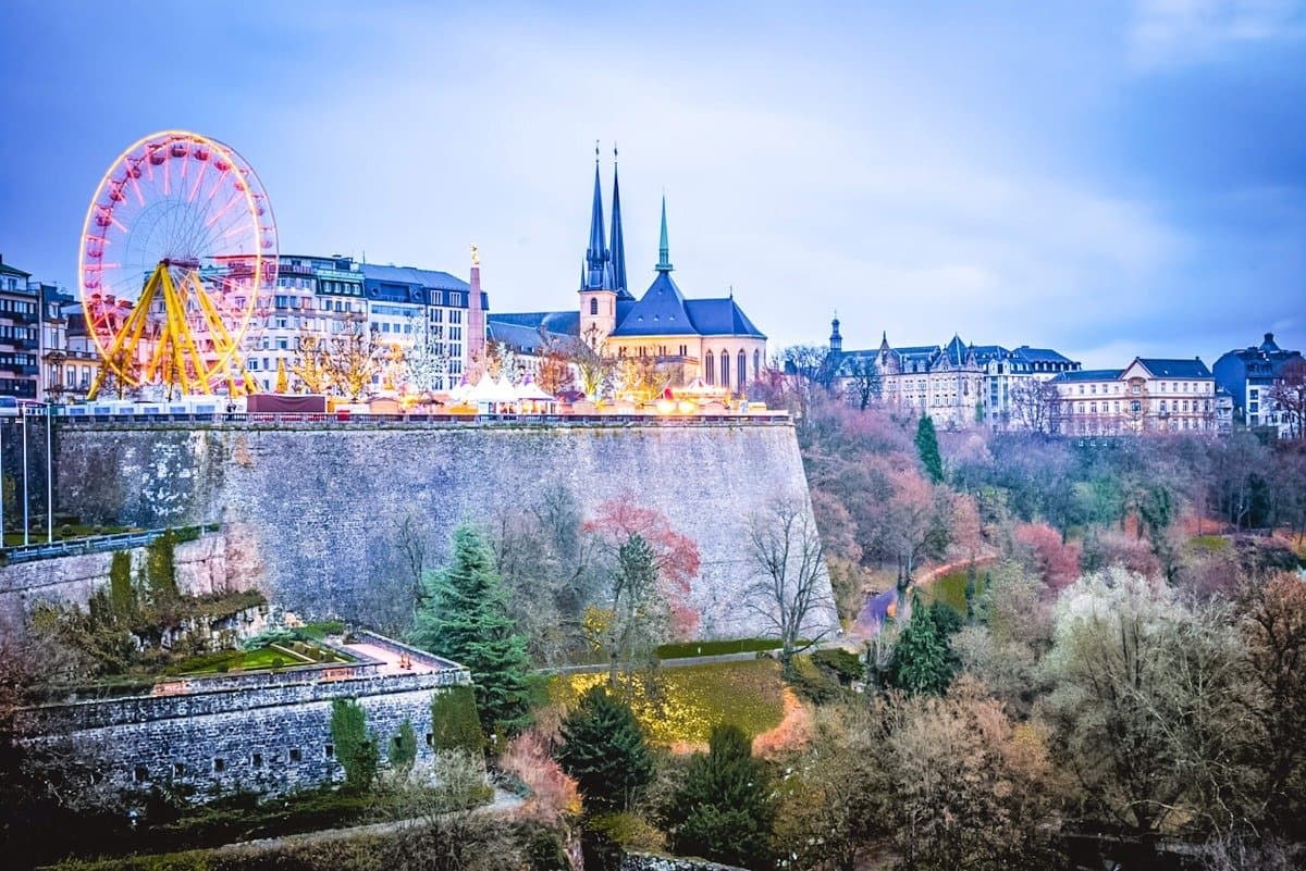 Luxembourg Christmas market above the city
