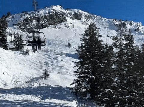 Taking a ski lift