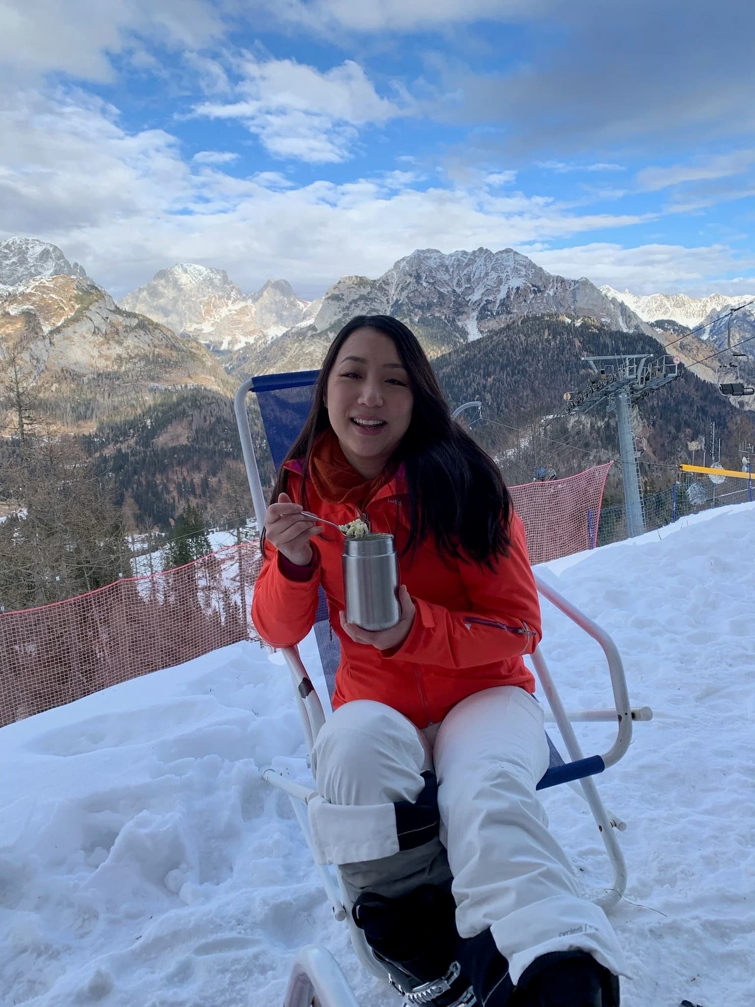 Eating risotto on the slope
